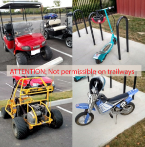 Vehicles not permitted on trailways